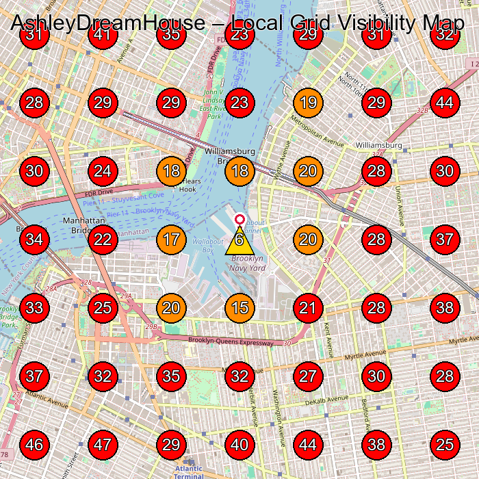 AshleyDreamHouse GeoGrid visibility map for House Cleaning Service in None